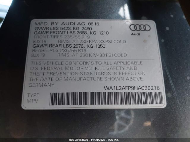 WA1L2AFP9HA039218 Audi Q5 2.0t Premium