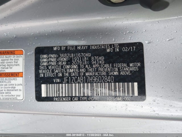 Subaru Brz Premium 2017 JF1ZCAB17H9602840 Image 9