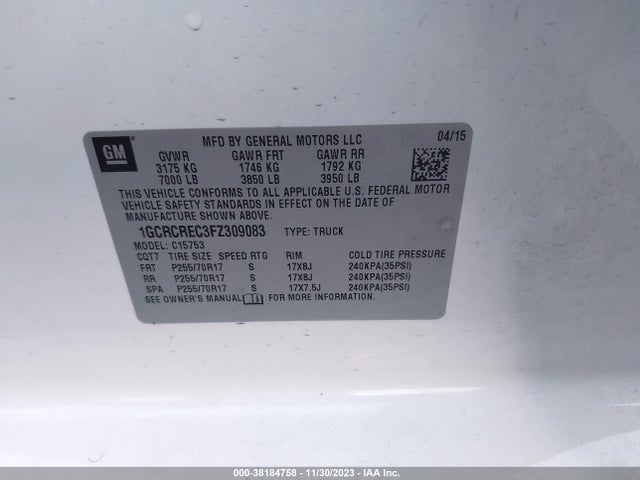 Chevrolet Silverado 1500 1lt 2015 1GCRCREC3FZ309083 Image 9