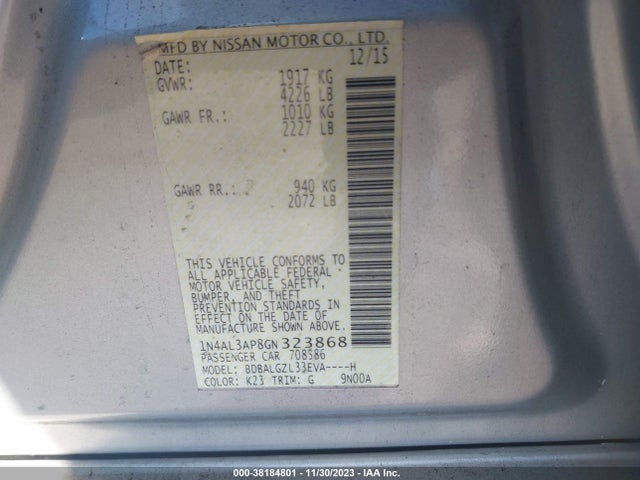 Nissan Altima 2.5 S 2016 1N4AL3AP8GN323868 Image 9