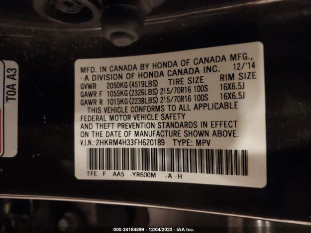 2HKRM4H33FH620189 Honda CR-V LX