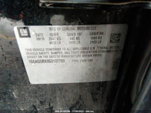 1G6AG5RX8G0107789 Cadillac Ats Standard