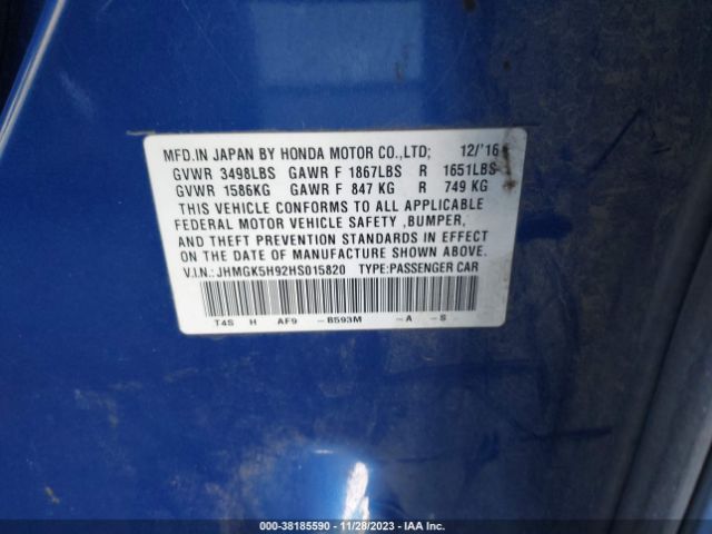 JHMGK5H92HS015820 Honda Fit Ex-l