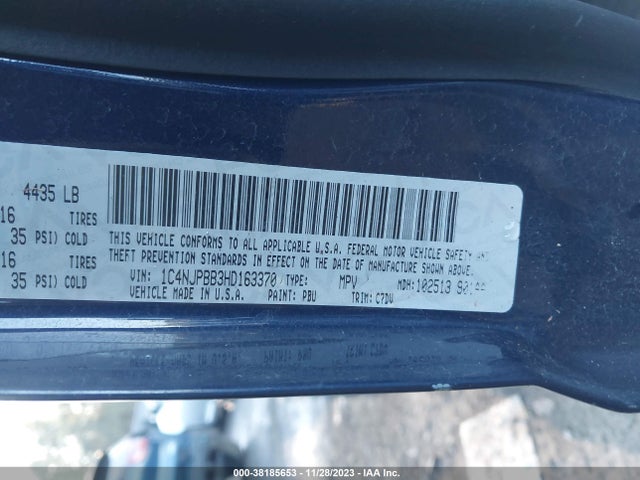 Aukcja sprzedaży 2017 Jeep Patriot Sport Fwd, vin: 1C4NJPBB3HD163370, numer aukcji: 38185653