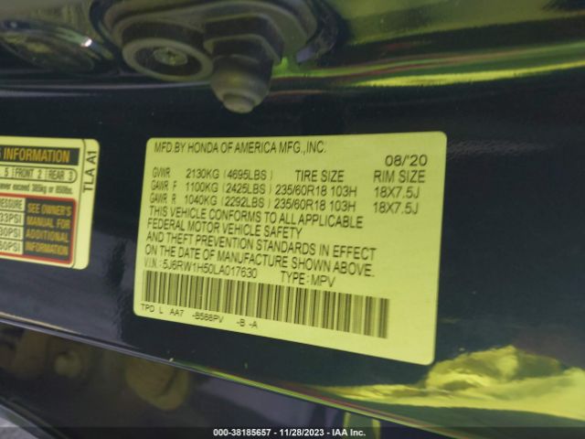 5J6RW1H50LA017630 Honda Cr-v 2wd Ex
