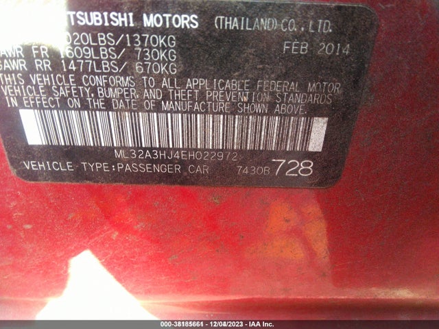 2014 MITSUBISHI MIRAGE ML32A3HJ4EH022972 Photo 8