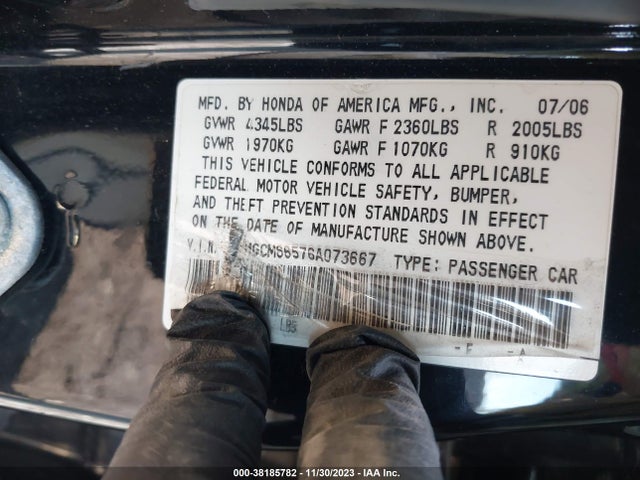 2006 HONDA ACCORD 3.0 EX VIN: 1HGCM66576A073667