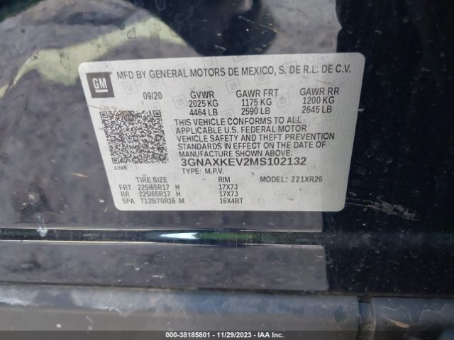 3GNAXKEV2MS102132 Chevrolet Equinox Fwd Lt