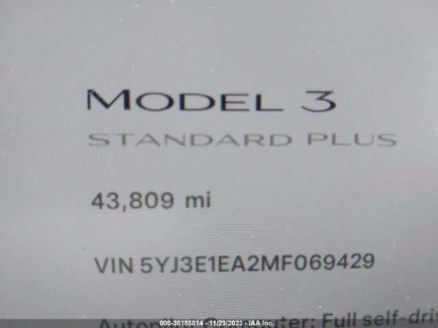 5YJ3E1EA2MF069429 Tesla Model 3 Standard Range Plus Rear-wheel Drive