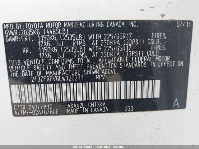 Toyota RAV4 LE 2014 2T3ZFREV6EW120211 Image 9