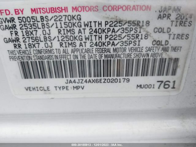 2014 MITSUBISHI OUTLANDER JA4JZ4AX6EZ020179 Photo 8