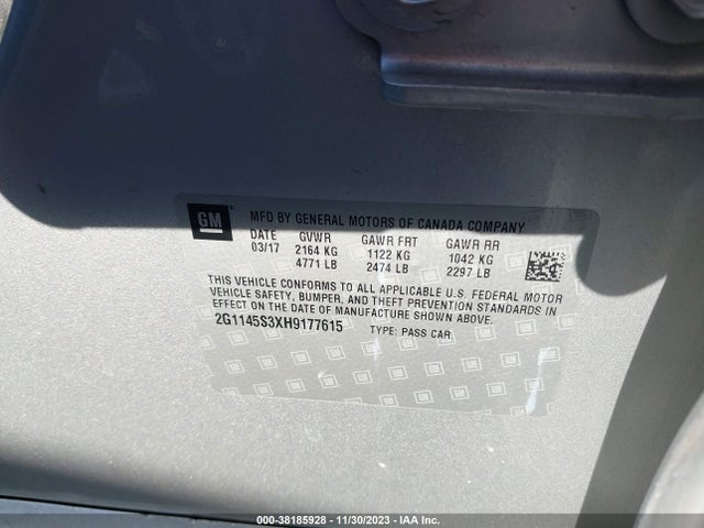 Chevrolet IMPALA 2LZ 2017 2G1145S3XH9177615 Image 9