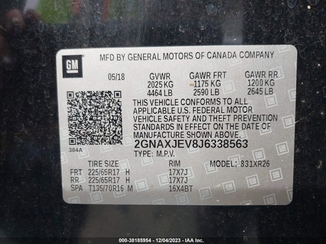 Chevrolet EQUINOX LT 2018 2GNAXJEV8J6338563 Image 9