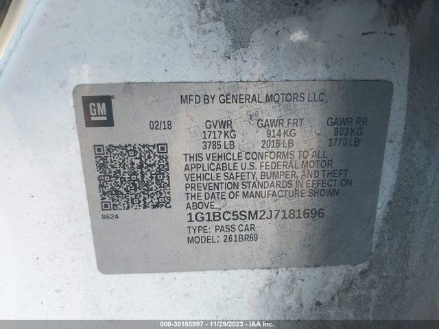 Chevrolet Cruze Ls Auto 2018 1G1BC5SM2J7181696 Image 9