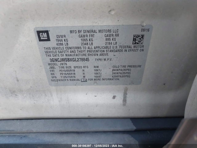 Chevrolet TRAX LTZ 2016 3GNCJMSBXGL278845 Image 9