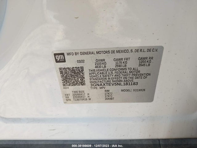 Chevrolet Equinox Awd 2fl 2022 3GNAXTEV5NL181183 Image 9