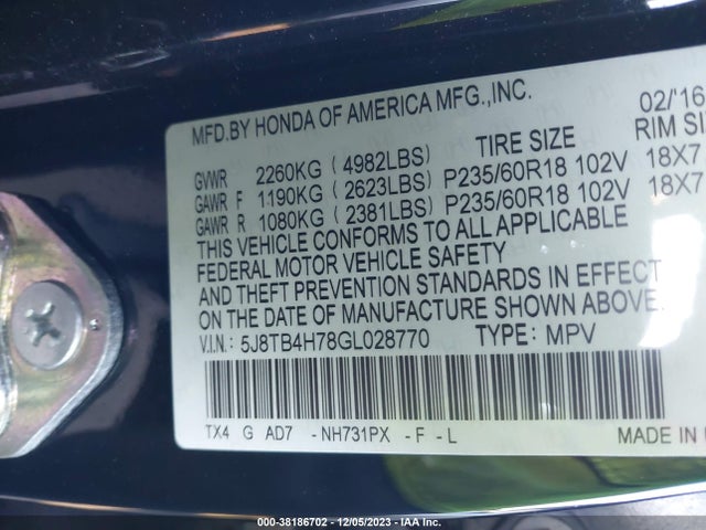 Acura Rdx Advance Package 2016 5J8TB4H78GL028770 Image 9