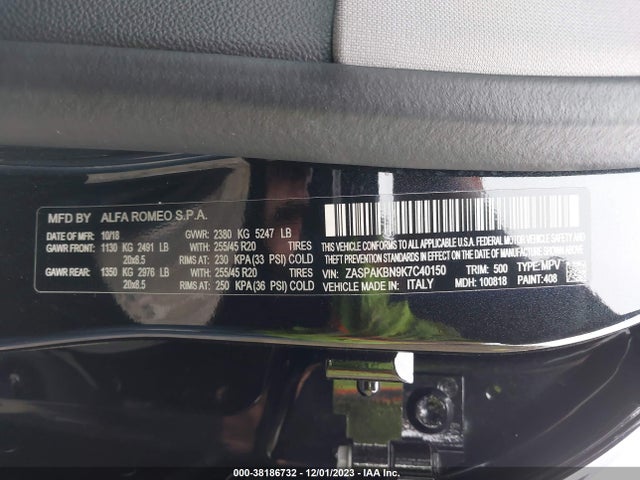 ZASPAKBN9K7C40150 Alfa Romeo Stelvio Ti Lusso Awd