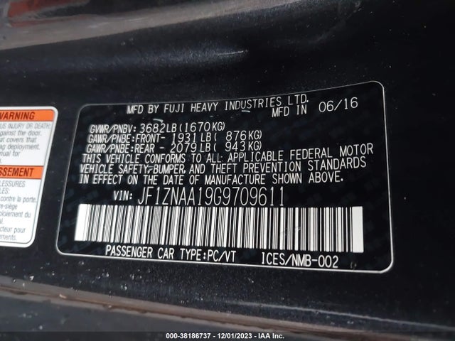2016 SCION FR-S VIN: JF1ZNAA19G9709611