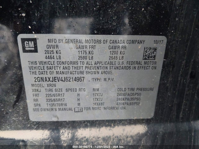 Chevrolet EQUINOX LT 2018 2GNAXJEV4J6214967 Image 9