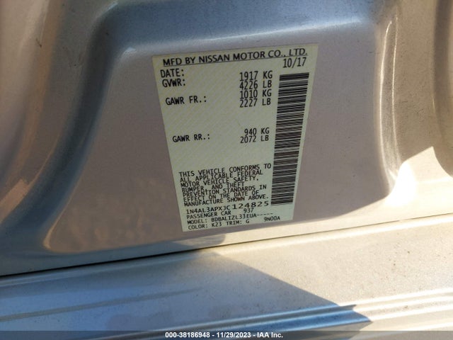 2018 NISSAN ALTIMA 2.5 SV VIN: 1N4AL3APXJC124825