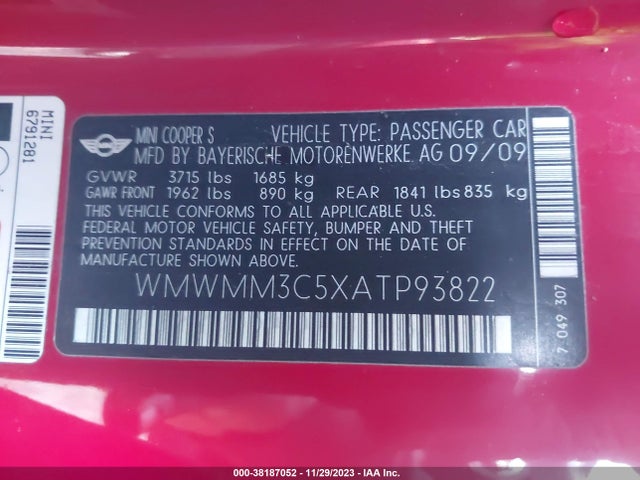 2010 MINI COOPER S CLUBMAN WMWMM3C5XATP93822 Photo 8