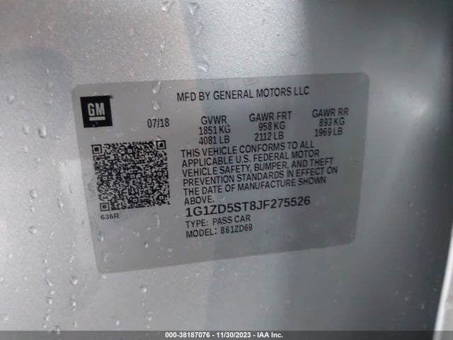 Chevrolet MALIBU LT 2018 1G1ZD5ST8JF275526 Image 9