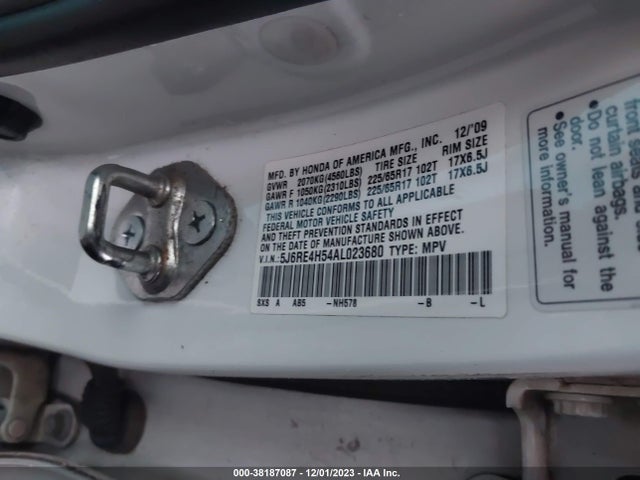 2010 HONDA CR-V EX VIN: 5J6RE4H54AL023680