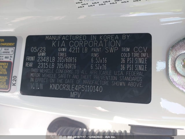 2023 KIA NIRO EX VIN: KNDCR3LE4P5110140