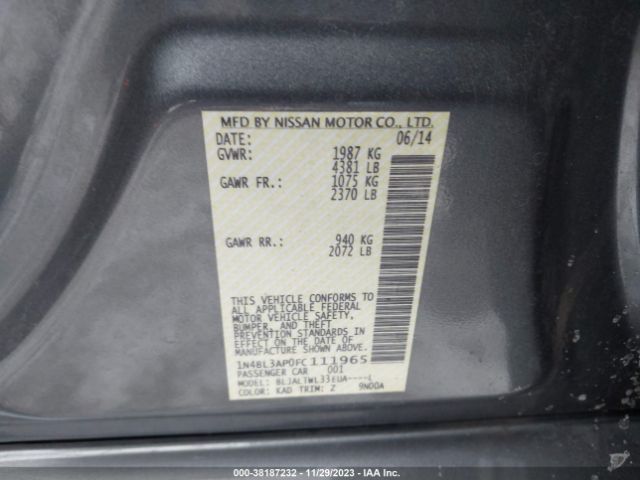 1N4BL3AP0FC111965 Nissan Altima 3.5 Sl