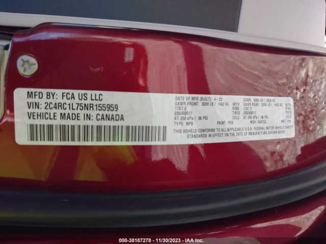 2C4RC1L75NR155959 Chrysler Pacifica Hybrid Touring L