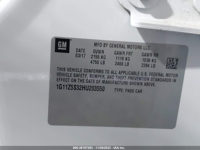 Chevrolet IMPALA LS 2017 1G11Z5S32HU203550 Image 9