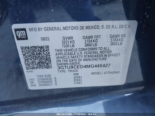 GMC Sierra 1500 4wd  Short Box Elevation 2021 3GTU9CED4MG445427 Image 9