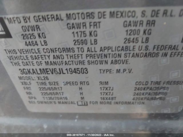 3GKALMEV6JL194503 GMC Terrain Sle