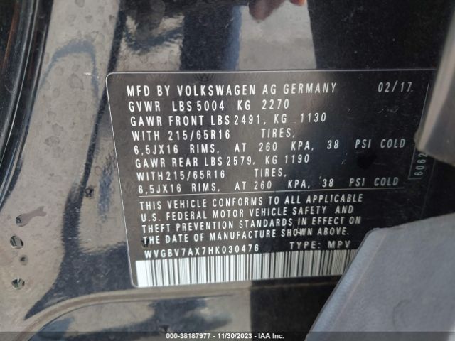 WVGBV7AX7HK030476 Volkswagen Tiguan 2.0t/2.0t S