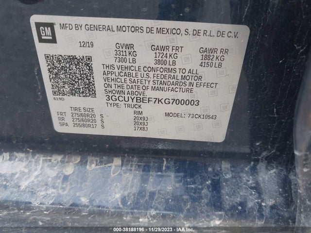 Chevrolet Silverado 1500 Silverado Custom 2019 3GCUYBEF7KG700003 Image 9