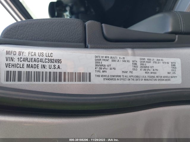 1C4RJEAG4LC392495 Jeep Grand Cherokee Altitude 4x2