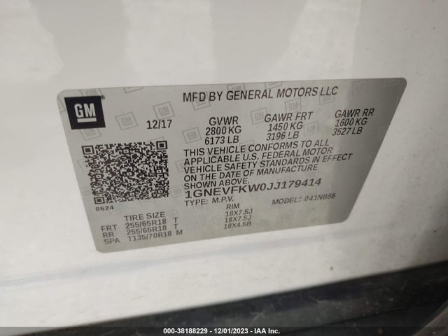 Chevrolet Traverse Ls 2018 1GNEVFKW0JJ179414 Image 9