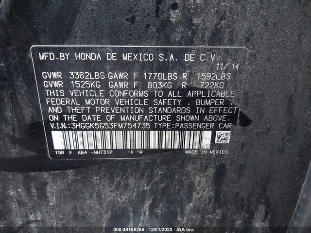 Honda FIT LX 2015 3HGGK5G53FM754735 Image 9