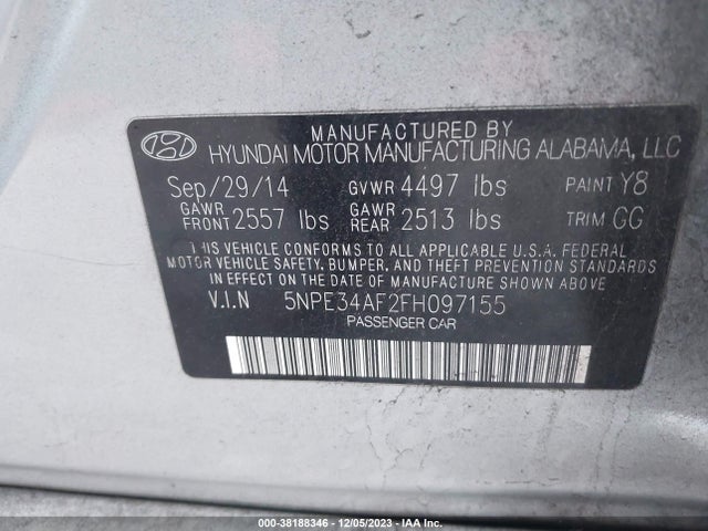 Hyundai Sonata Sport 2015 5NPE34AF2FH097155 Image 9
