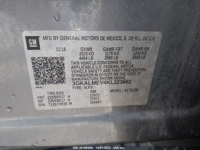3GKALMEV4KL223661 GMC Terrain Sle