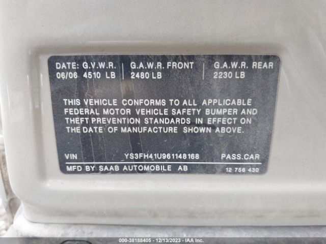2006 SAAB 9-3 YS3FH41U961148168 Photo 8