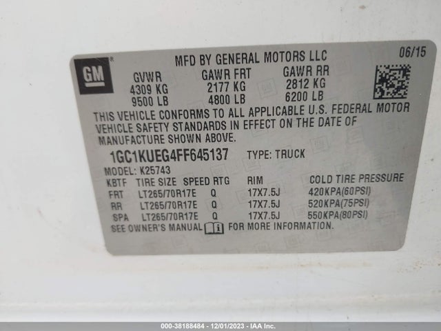 Chevrolet Silverado 2500hd Wt 2015 1GC1KUEG4FF645137 Image 9