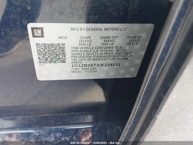 Chevrolet Malibu 1ls 2018 1G1ZB5ST3JF224151 Image 9