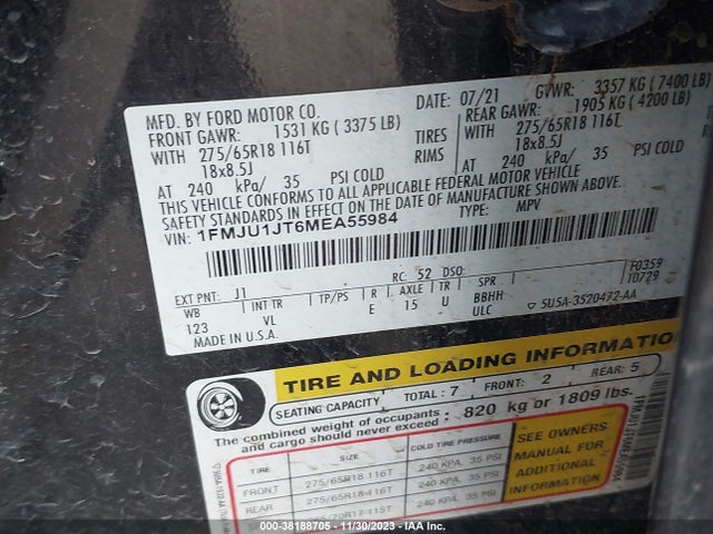 Ford Expedition Xlt 2021 1FMJU1JT6MEA55984 Image 9