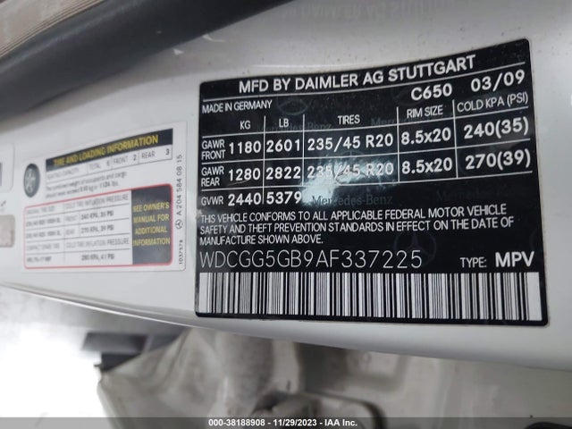 2010 MERCEDES-BENZ GLK 350 VIN: WDCGG5GB9AF337225