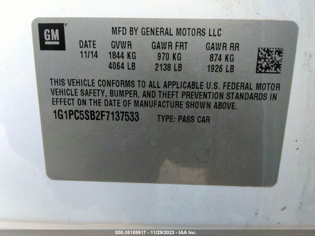 Chevrolet Cruze 1lt Auto 2015 1G1PC5SB2F7137533 Image 9