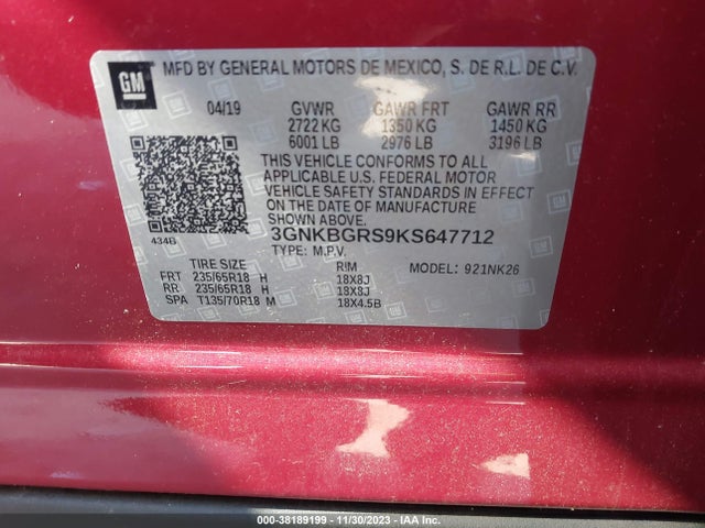 Chevrolet Blazer 2019 3GNKBGRS9KS647712 Image 9