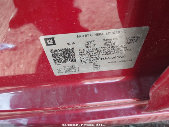 Chevrolet Silverado 1500 Silverado Custom 2019 1GCRWBEH3KZ305720 Image 9