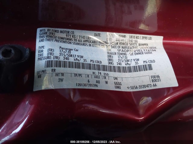 2014 FORD FOCUS SE VIN: 1FADP3F21EL112194